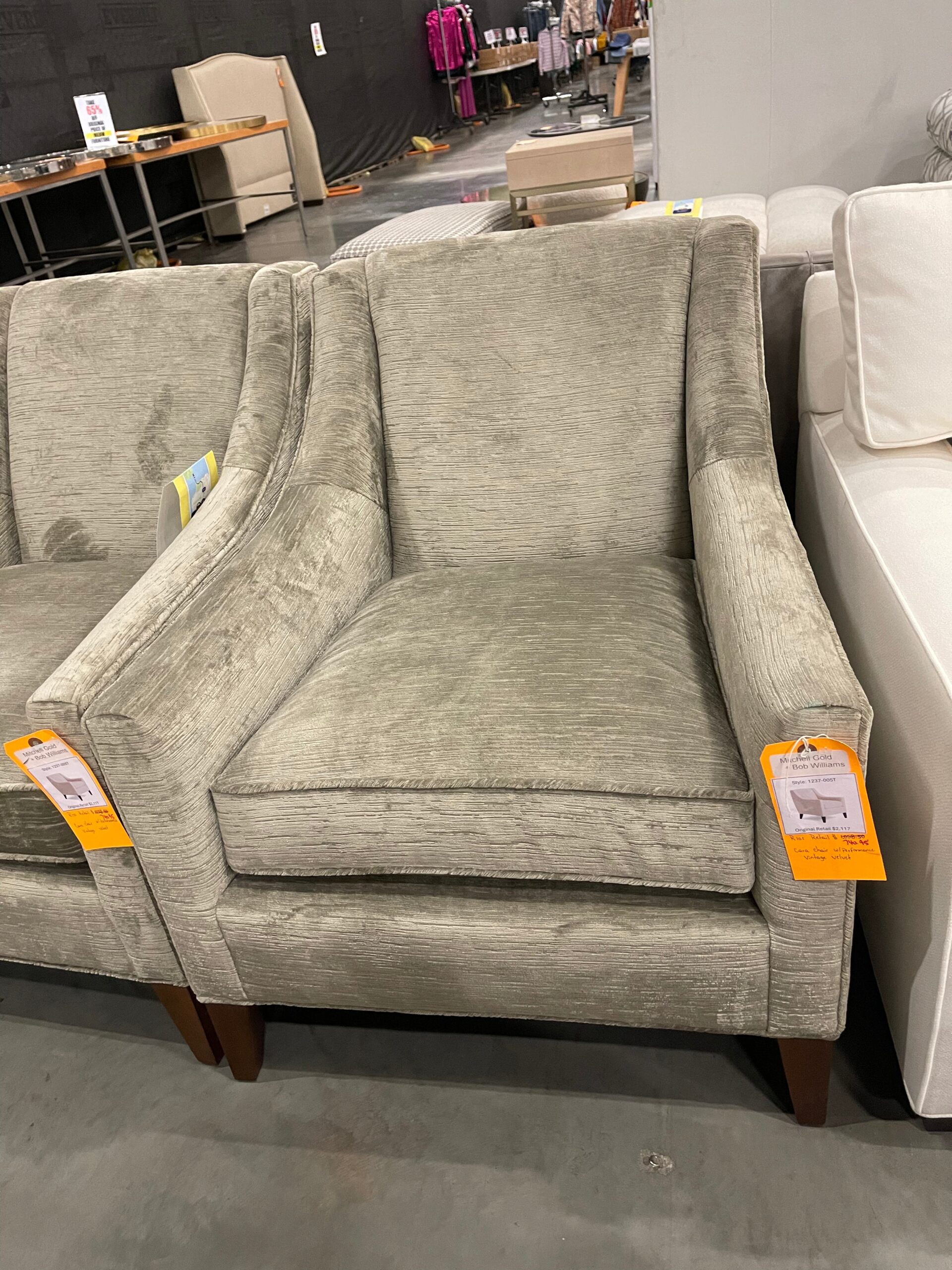 Luxurious Mitchell Gold + Bob Williams Cara Chair, a prime example from our furniture liquidation pallets