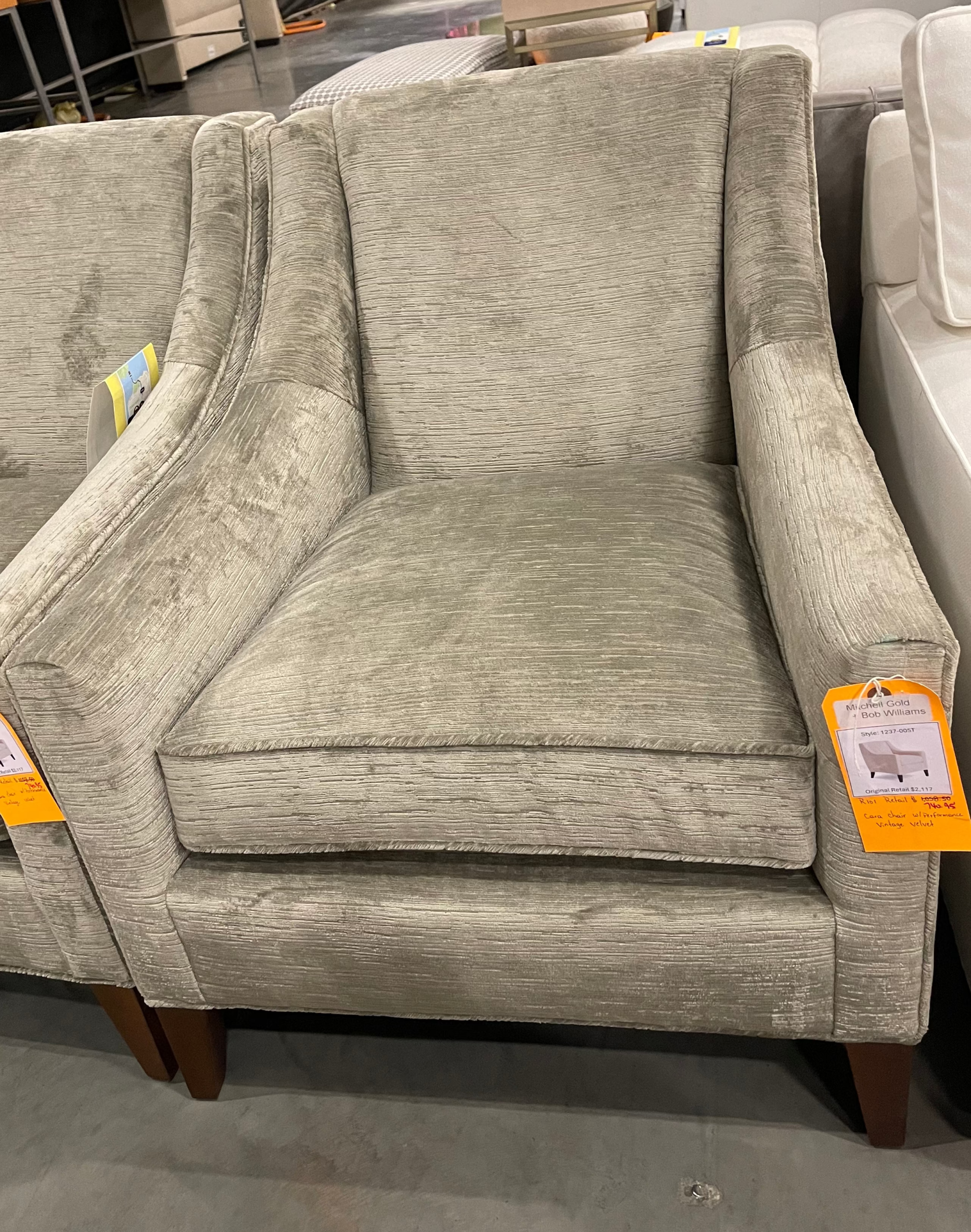 Luxurious Mitchell Gold + Bob Williams Cara Chair, a prime example from our furniture liquidation pallets