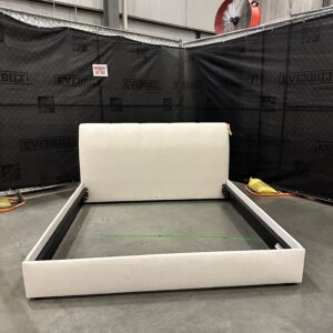 Elegant Mitchell Gold + Bob Williams Horizon King Headboard with performance cross weave fabric, part of a king headboard liquidation.