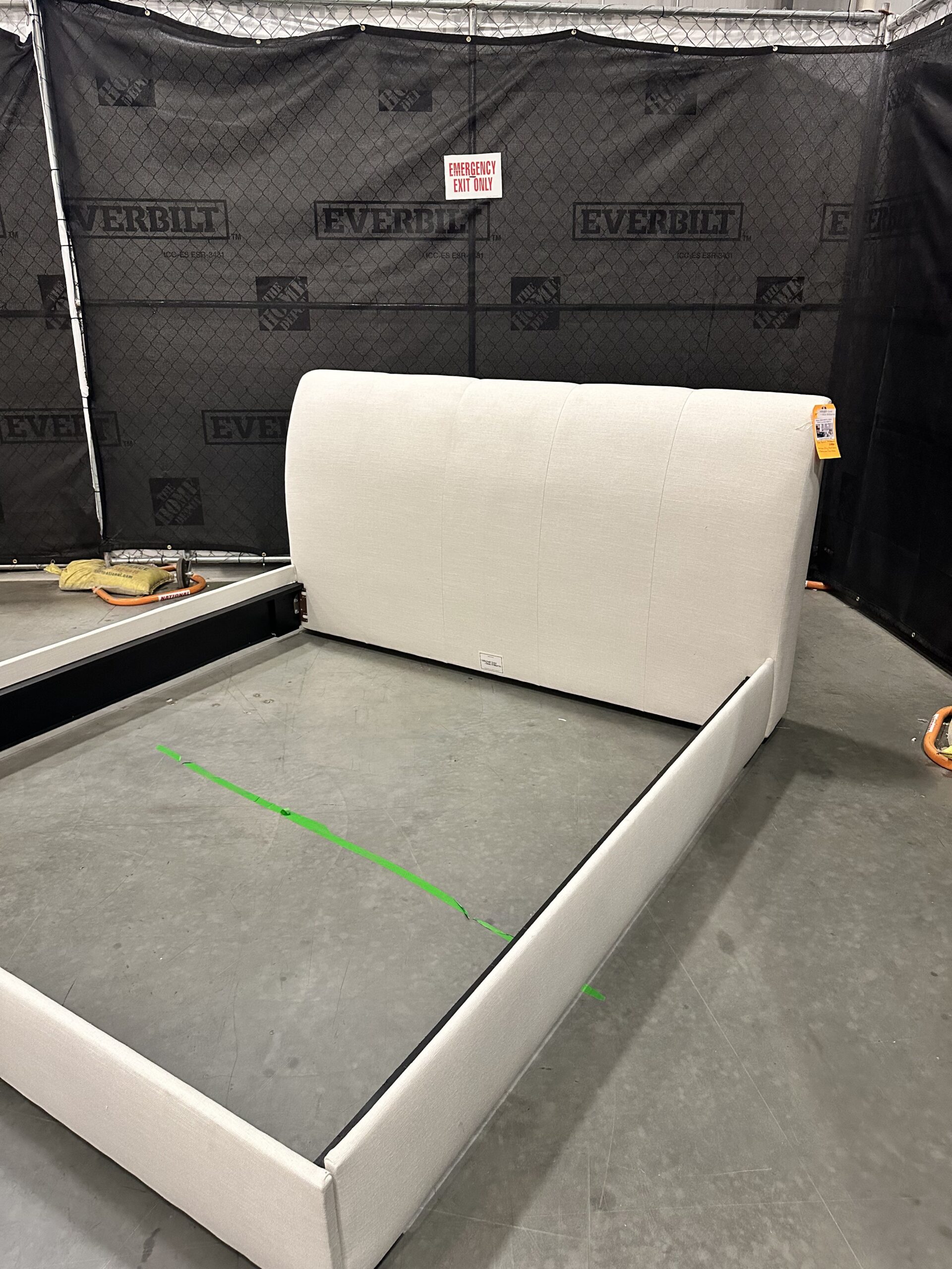 Elegant Mitchell Gold + Bob Williams Horizon King Headboard with performance cross weave fabric, part of a king headboard liquidation.