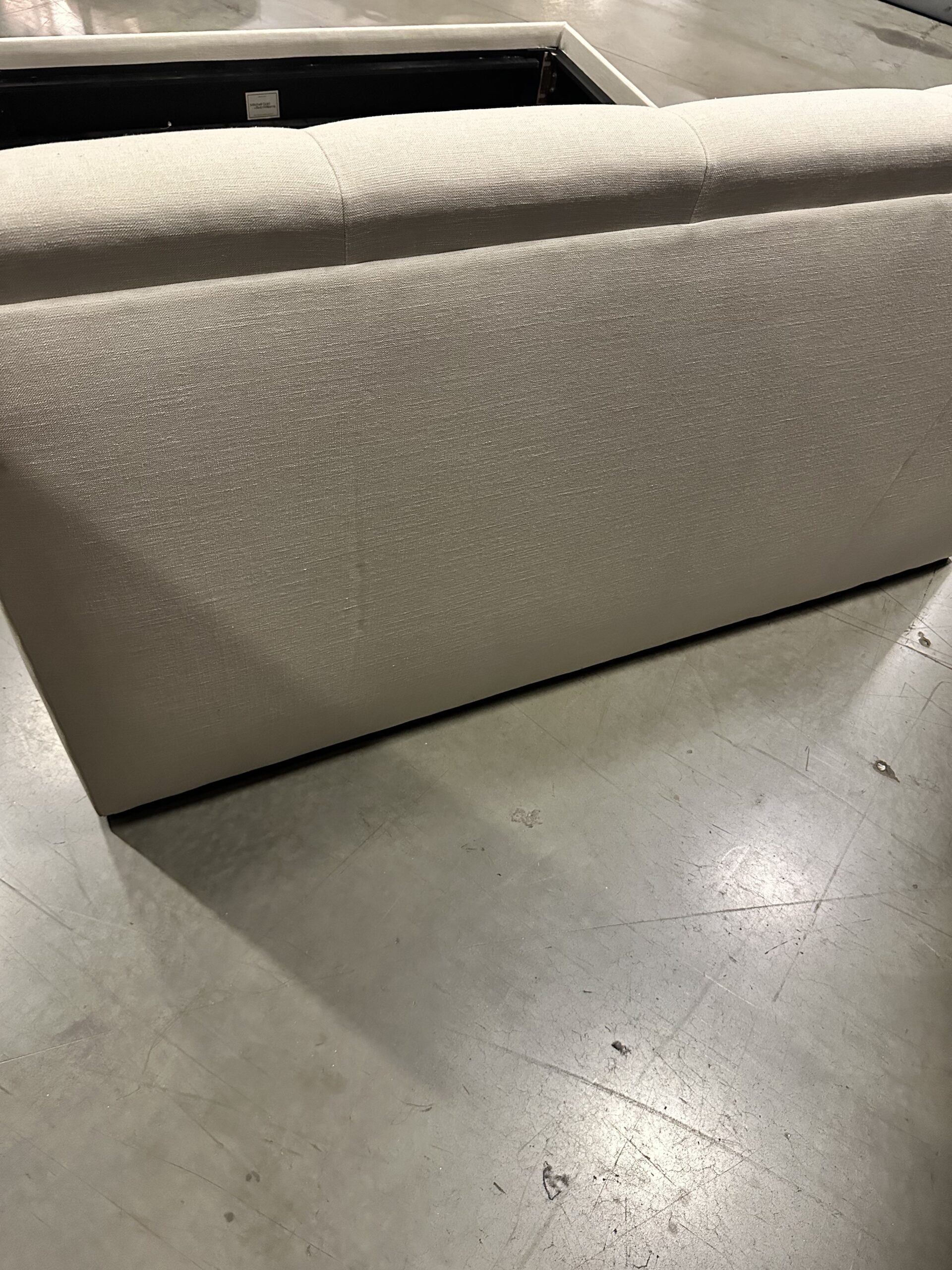 Elegant Mitchell Gold + Bob Williams Horizon King Headboard with performance cross weave fabric, part of a king headboard liquidation.