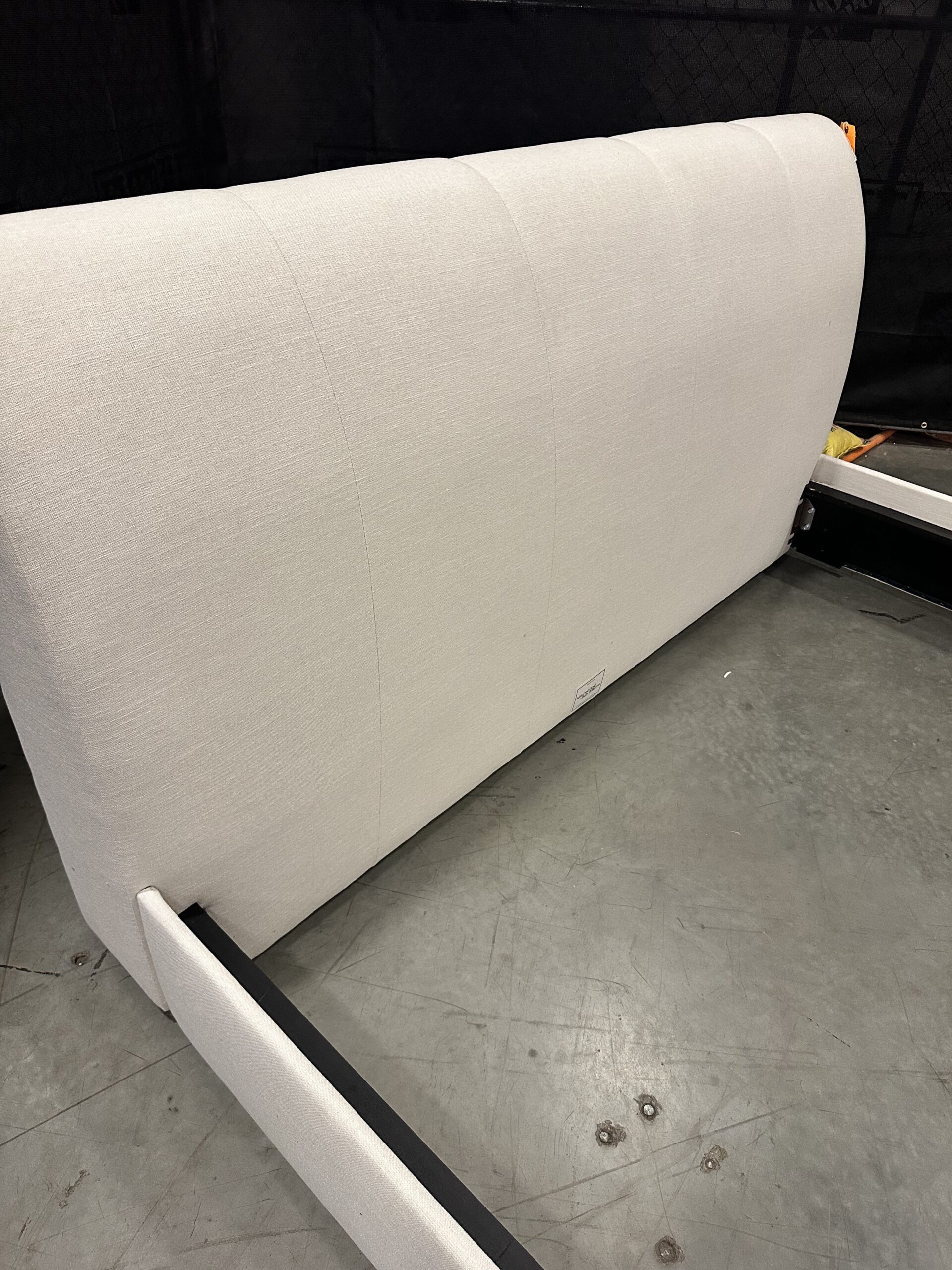 Elegant Mitchell Gold + Bob Williams Horizon King Headboard with performance cross weave fabric, part of a king headboard liquidation.