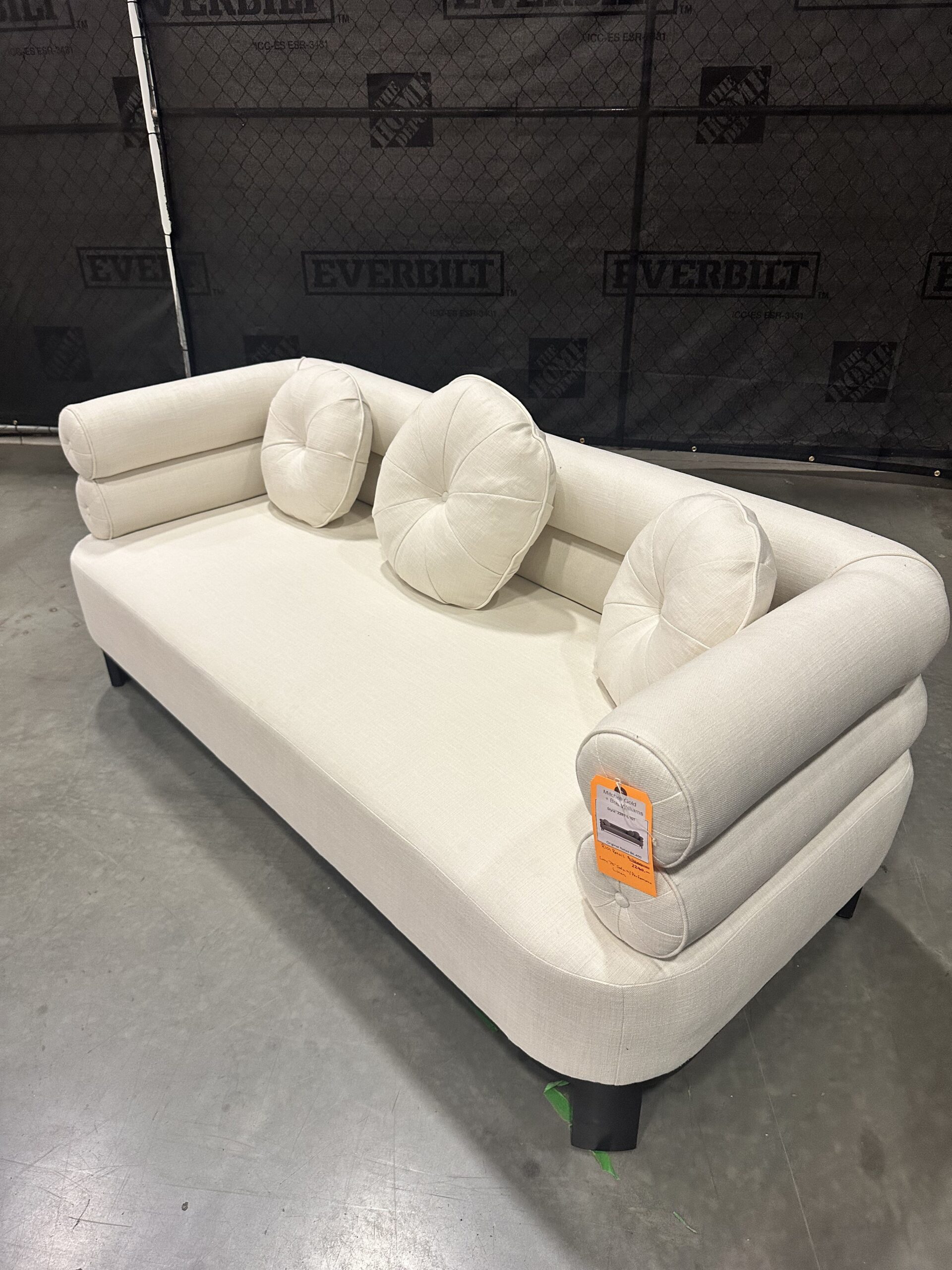 Mitchell Gold Bob Williams sofa liquidation, a luxurious 75-inch performance linen sofa.