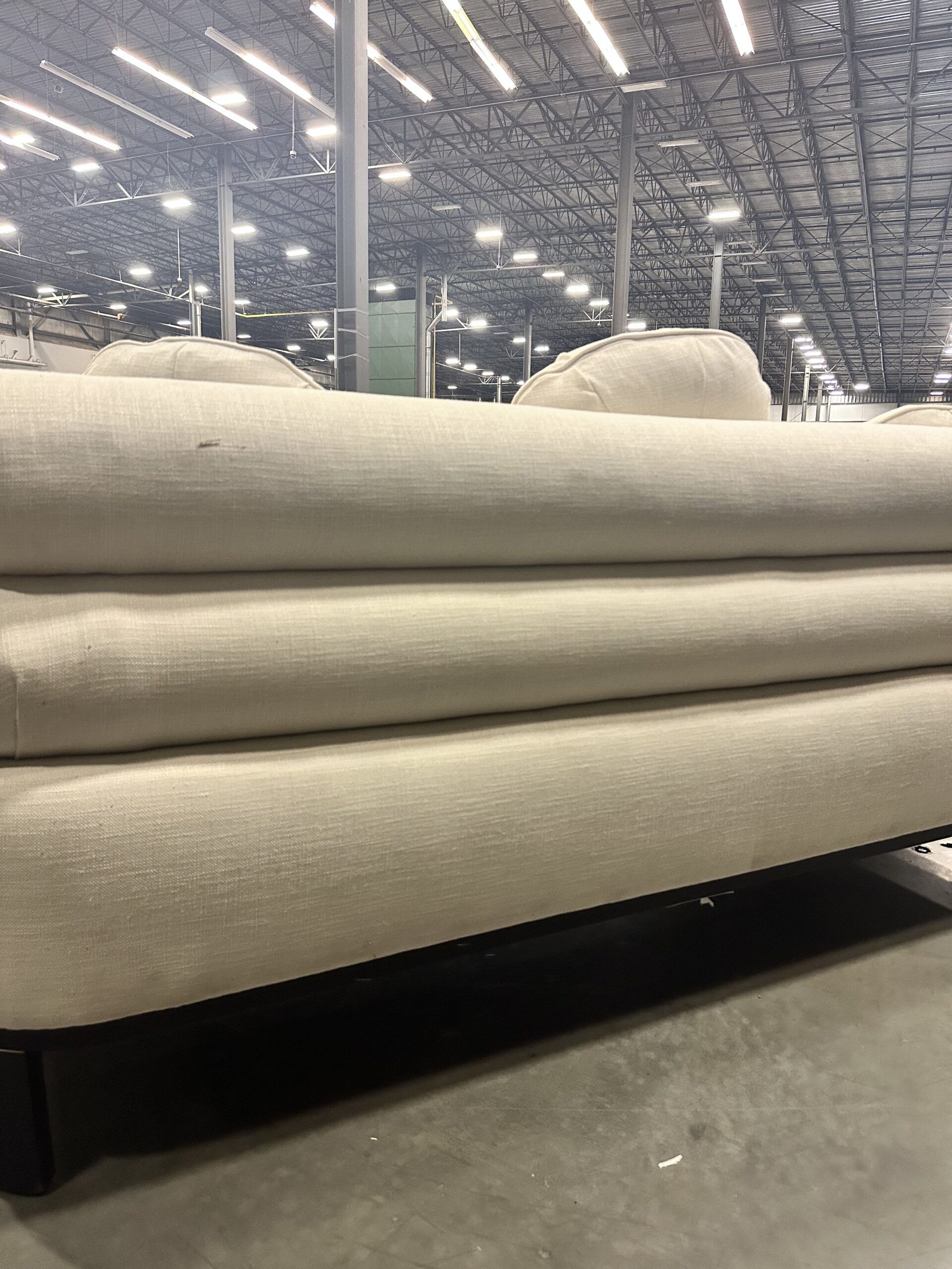 Mitchell Gold Bob Williams sofa liquidation, a luxurious 75-inch performance linen sofa.