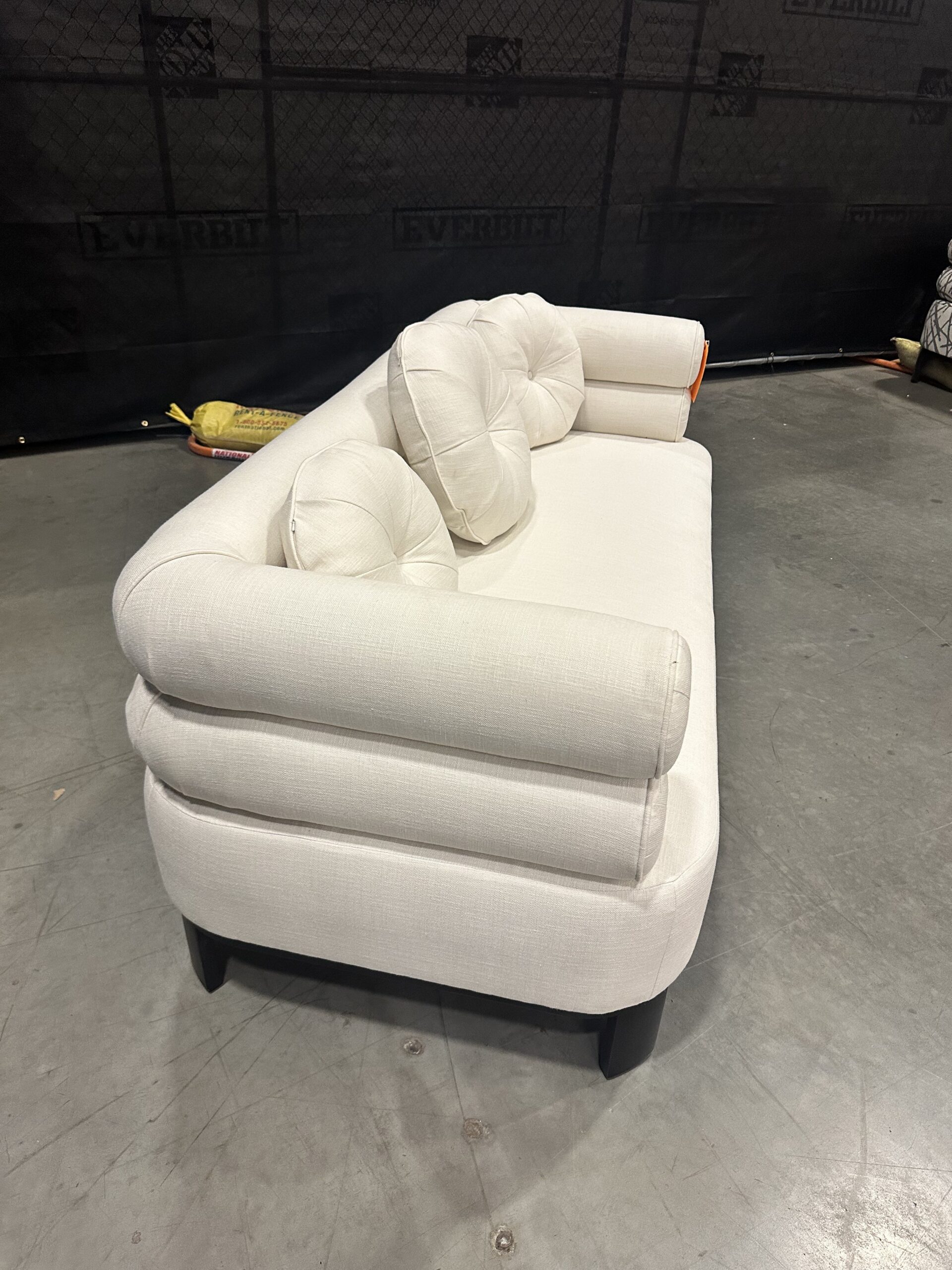 Mitchell Gold Bob Williams sofa liquidation, a luxurious 75-inch performance linen sofa.